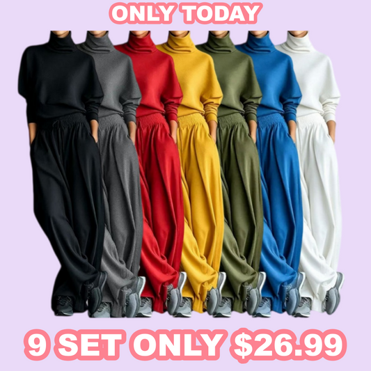 Soft-Touch Turtleneck Two-Piece Set