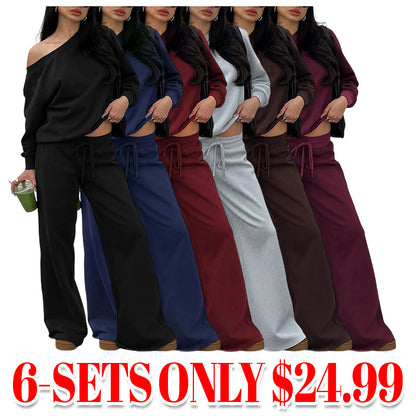Women‘s Off the Shoulder Long Sleeve Jumper & Pants