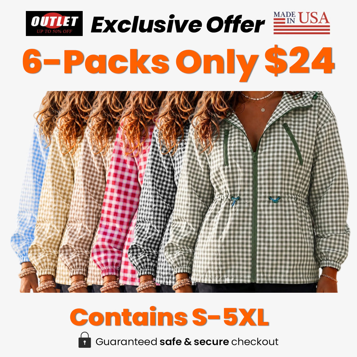 Women's Oversized Plaid Checkered Hooded Jackets