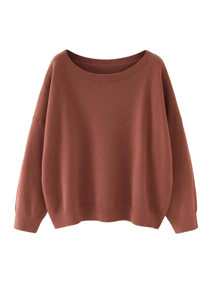 Women's Plain Scoop Neck Sweater