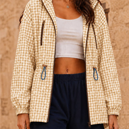 Women's Oversized Plaid Checkered Hooded Jackets