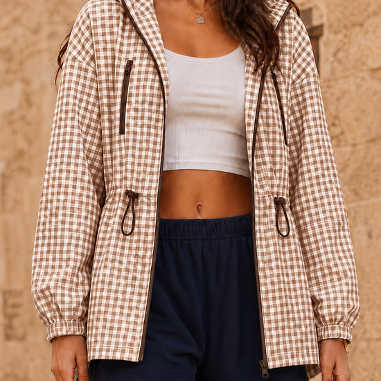 Women's Oversized Plaid Checkered Hooded Jackets