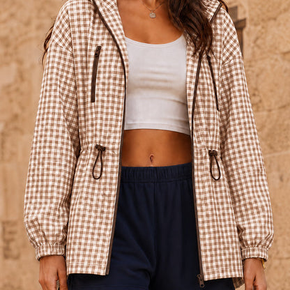 Women's Oversized Plaid Checkered Hooded Jackets