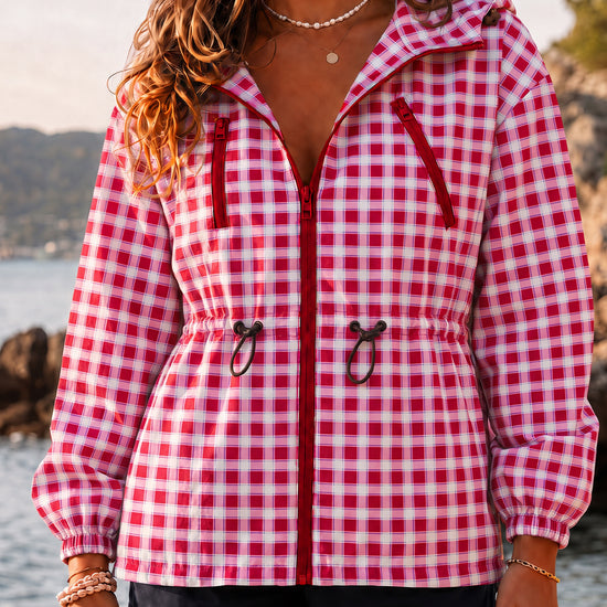 Women's Oversized Plaid Checkered Hooded Jackets
