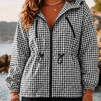 Women's Oversized Plaid Checkered Hooded Jackets
