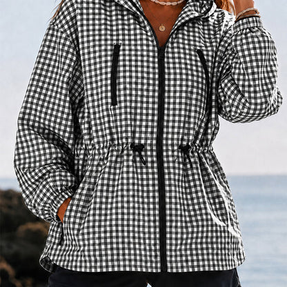 Women's Oversized Plaid Checkered Hooded Jackets