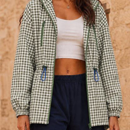 Women's Oversized Plaid Checkered Hooded Jackets