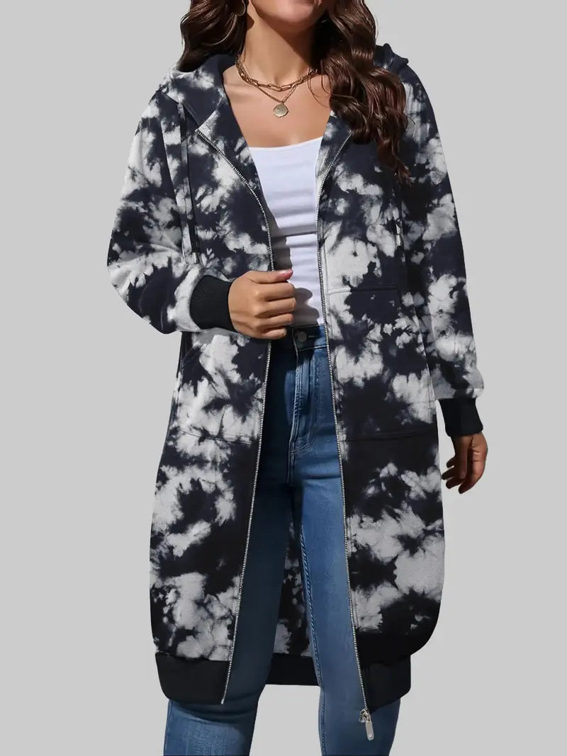 Women's Long Zip Up Fleece Hoodie Jacket
